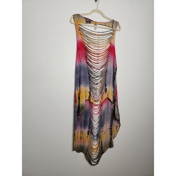 Vintage y2k Topia One Size Beach Summer Swimsuit Cover Surf Tie Dye Hippie - Picture 3 of 7